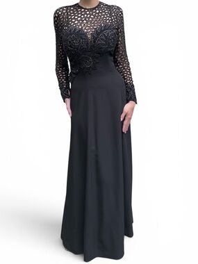 Vintage Naeem Khan Beaded Silk Dress | Illusion Bodice Black Evening Gown SZ 4